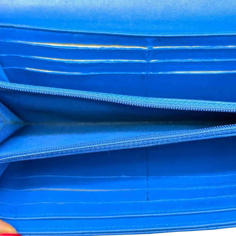 Chanel Cobalt Blue Matelasse Lambskin Long Wallet 2016-17